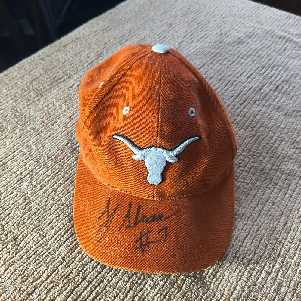 Texas Longhorns Orange Autographed Cap ( A J Abram #7 )with Embroidered Logo